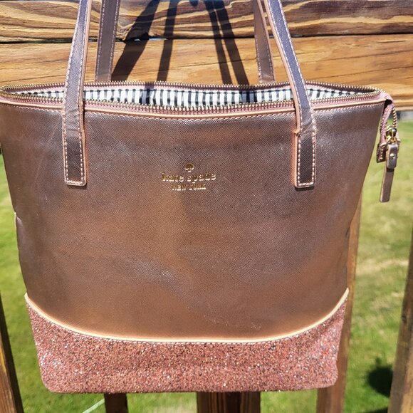 Kate Spade Brown and Gold Tote Bag - Picture 1 of 9